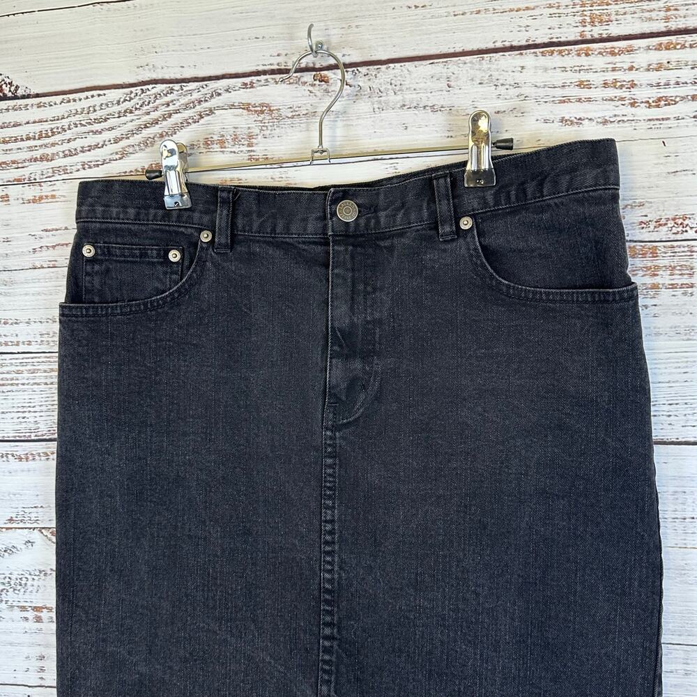 VTG LRL Ralph Lauren Jeans Co Black Denim Straight Skirt Knee Length Womens 12 - Picture 2 of 6
